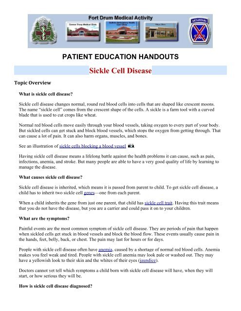 Fort Drum Website >> Sickle Cell Disease Us Army Medical Department Activity Fort Drum Website >> Sickle Cell Disease Us Army Medical Department Activity