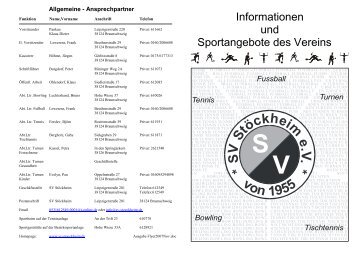 20:00 Uhr Erwachsene Montag 20:00 - SV Stöckheim eV seit 1955