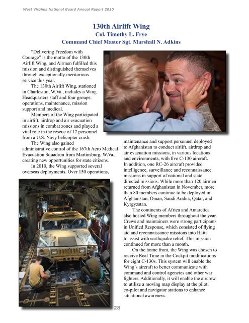 2010 Annual Report - West Virginia Army National Guard - U.S. Army