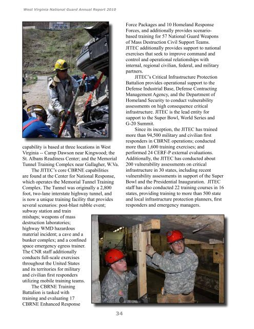 2010 Annual Report - West Virginia Army National Guard - U.S. Army