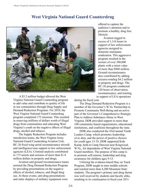 2010 Annual Report - West Virginia Army National Guard - U.S. Army