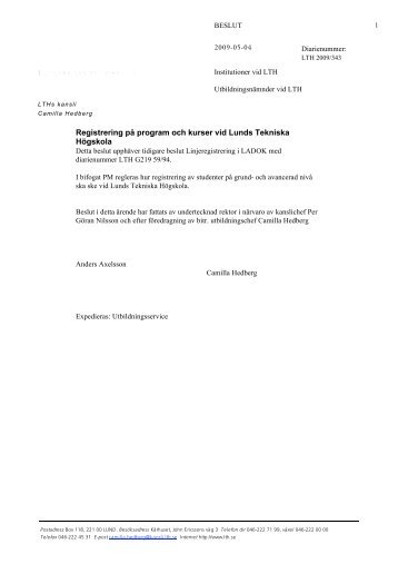 Registrering pÃ¥ program och kurser vid LTH ... - Lunds universitet