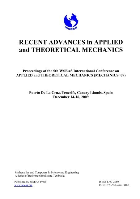 RECENT ADVANCES in APPLIED and THEORETICAL ... - Wseas.us