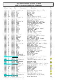 liste des vehicules / nÂ° homologation liste of vehicles / homologation ...