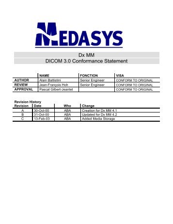 DxMM DICOM Conformance Statement