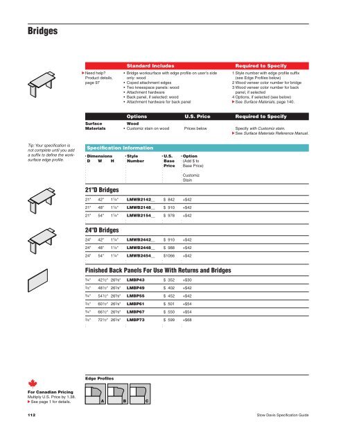 Stow Davis Specification Guide - OEC Business Interiors