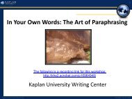 In Your Own Words: The Art of Paraphrasing - Kaplan University ...