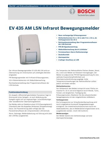 EV 435 AM LSN Infrarot Bewegungsmelder - Bosch Security Systems