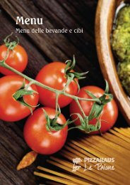 Menu delle bevande e cibi - Pizzahaus Le Palme