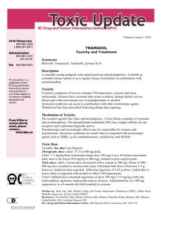 TRAMADOL Synonyms Description Toxicity Mechanism of Toxicity ...