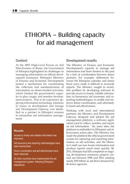 Case stories on capacity development and sustainable results