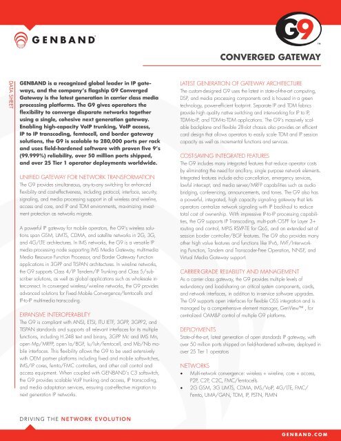 CONVERGED GATEWAY - Genband