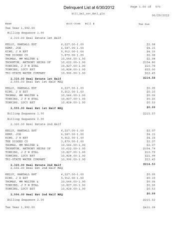 2012 Delinquent Taxes - Gloucester County Virginia