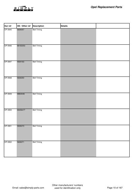 S-P Opel Parts Catalogue 081030 - Simply-Parts