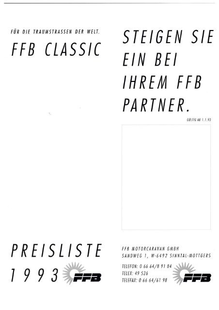 FFB Classic Preisliste 1993 - Wir lieben Oldtimer