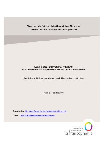 dossier complet - Organisation internationale de la Francophonie