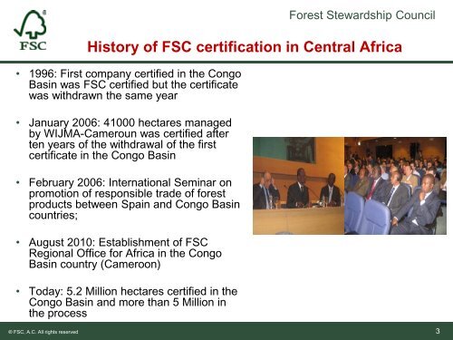 Progress of FSC certification in the Congo Basin Elie ... - WWF