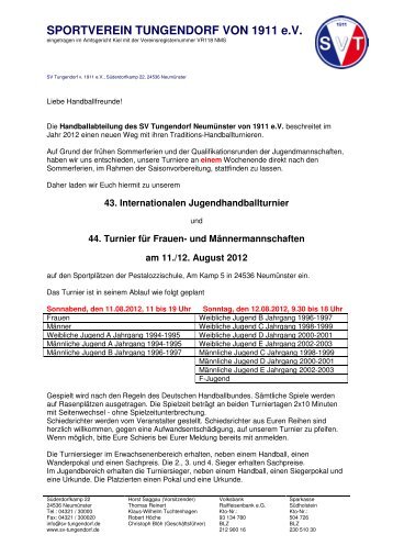Einladung SVT Handballturnier 2012 - SV-Tungendorf