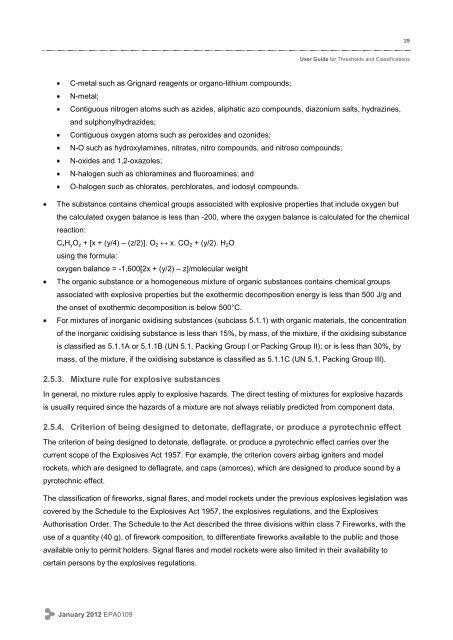 User Guide to Thresholds and Classification - Environmental ...