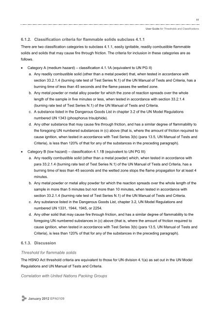 User Guide to Thresholds and Classification - Environmental ...