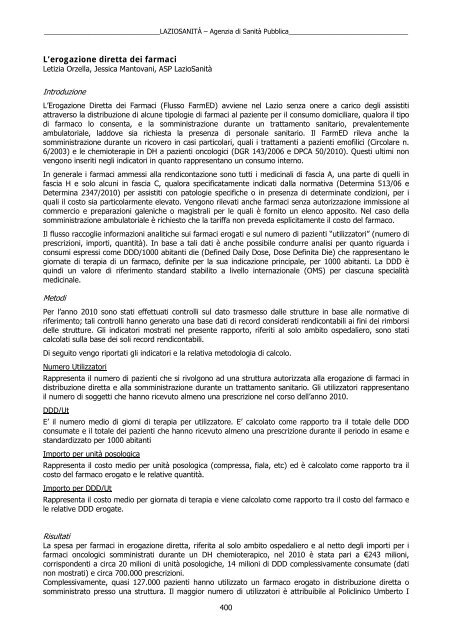 continua - Agenzia di SanitÃ  Pubblica della Regione Lazio