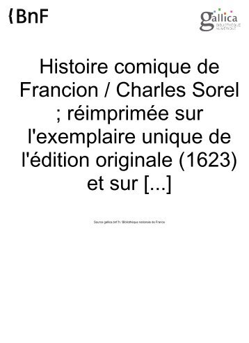 Histoire comique de Francion / Charles Sorel