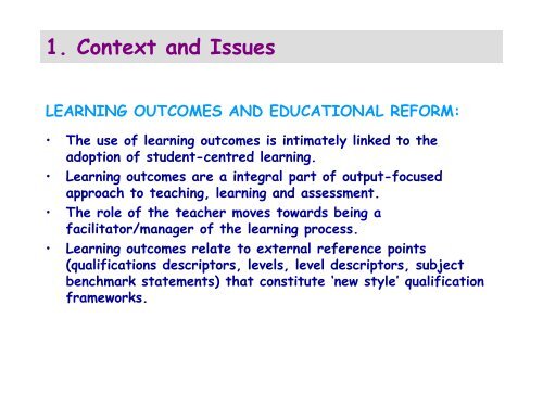 USING LEARNING OUTCOMES A consideration of the nature, role ...