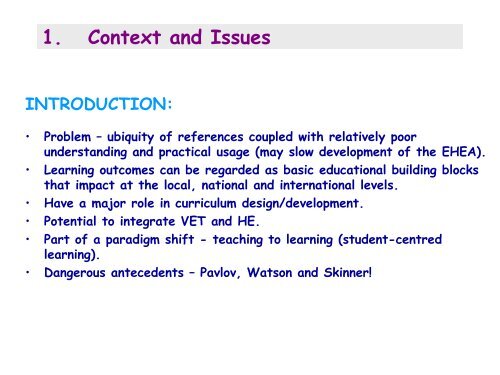 USING LEARNING OUTCOMES A consideration of the nature, role ...