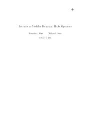 Lectures on Modular Forms and Hecke Operators - William Stein