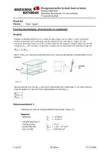 Draagconstructies in staal, hout en beton Week 04 Toetsing ...