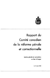 Rapport du Comite, canadien de la reforme penale et correctionnelle