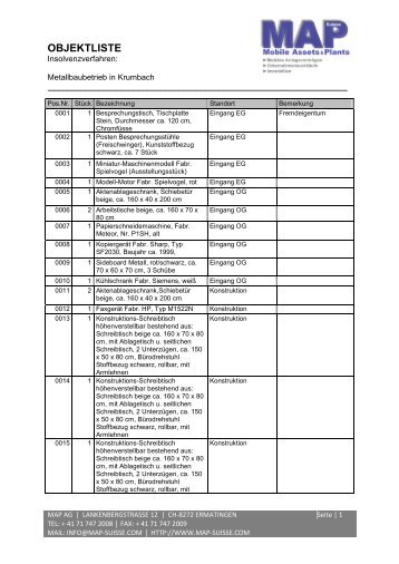 Objektliste Schranz Raumausstattung - MAP AG