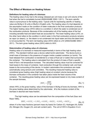 The Effect of Moisture on Heating Values - Oak Ridge National ...