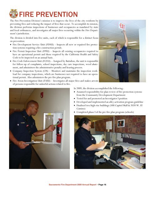 Sacramento fire department Annual report 2009