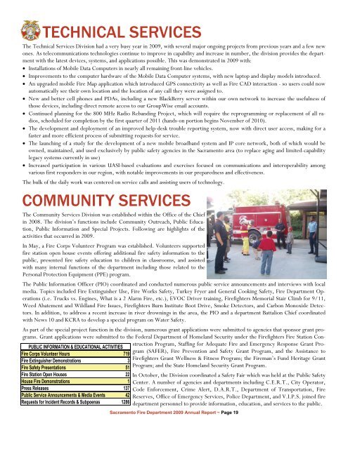 Sacramento fire department Annual report 2009