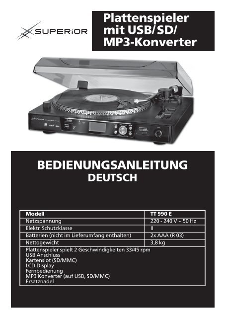 MP3-Konverter BEDIENUNGSANLEITUNG - Superior