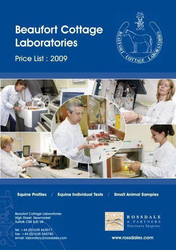 Beaufort Cottage Laboratories â Price List 2009 - Rossdale & Partners