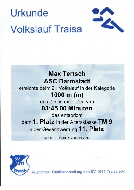 11 km Volkslauf - SV 1911 Traisa