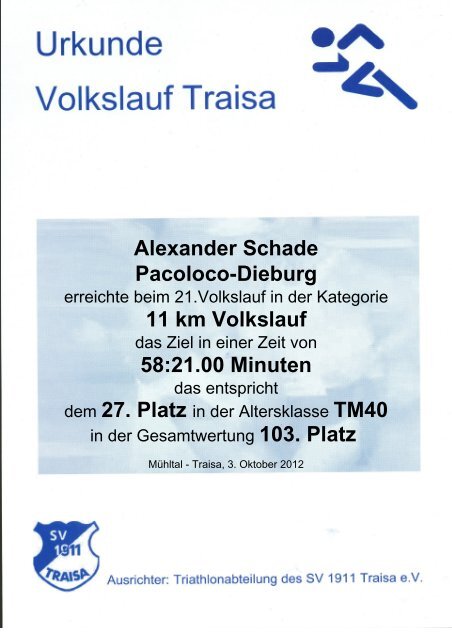 11 km Volkslauf - SV 1911 Traisa