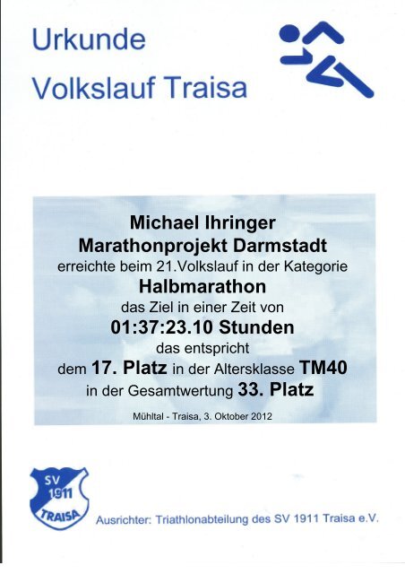 11 km Volkslauf - SV 1911 Traisa