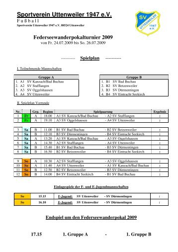 Sportverein Uttenweiler 1947 e.V. - SV Uttenweiler