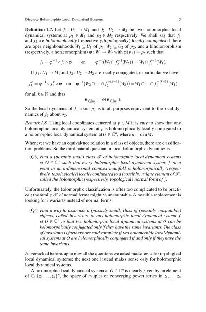 Discrete Holomorphic Local Dynamical Systems