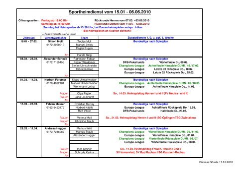 Änderungen beim Personal (Tausch/Wechsel) - SV Uttenweiler