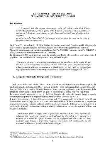 La funzione liturgica del coro prima e dopo il Concilio Vaticano II