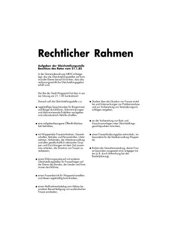 Rechtlicher Rahmen - Stadt Wuppertal