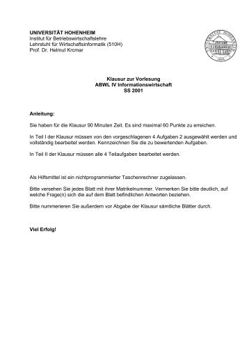 KlausurSS01.pdf - Lehrstuhl für Wirtschaftsinformatik