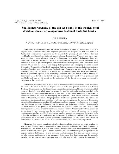 Spatial heterogeneity of the soil seed bank in the tropical semi ...