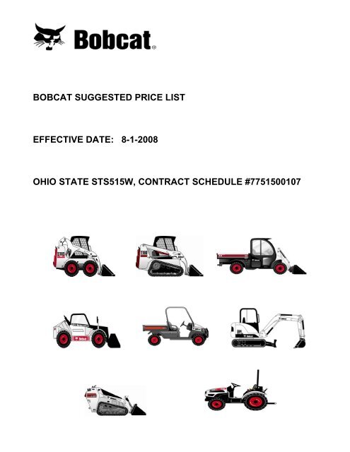 BOBCAT SUGGESTED PRICE LIST EFFECTIVE DATE: 8-1-2008 ...