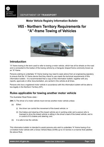 Motor Vehicle Registry Information Bulletin - Department of Transport