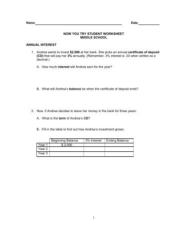 Middle School Now You Try Student Worksheet - SaveAndInvest.org